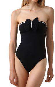 black bow one piece bathing suit