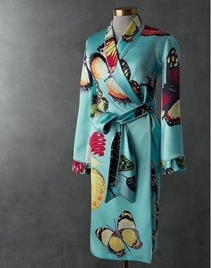 Turquoise Butterfly Motif Robe